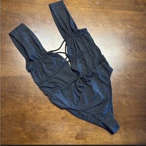 Free People Intimately Movement Leotard Charcoal Bodysuit S